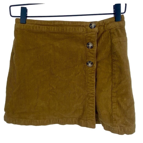 Unpublished women's S Wrap Around Style mustard mini Skirt corduroy button front - Picture 1 of 5